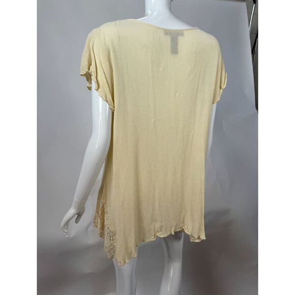 Style & Co Womens 2X Cream Tunic Top With Crochet Lace Detail & Button Tassel Ne - Picture 14 of 16